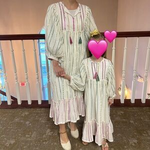 Yo Baby Pink, Green and Gold Stripe Dress